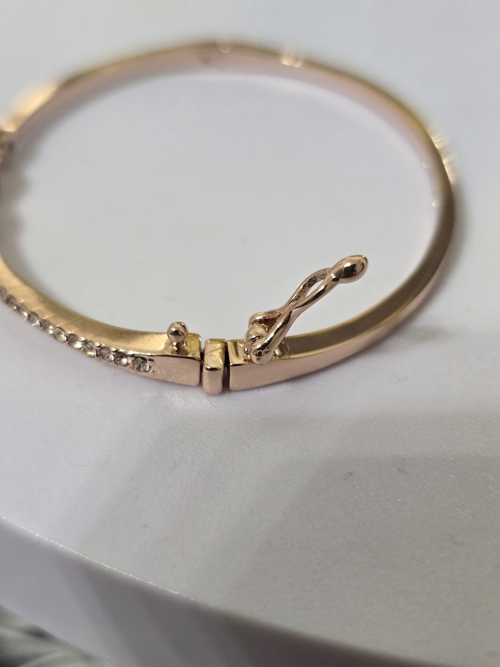Givenchy Crystal Bangle Bracelet Rose Gold Tone Designer Rhinestone Cuff - Picture 7 of 9